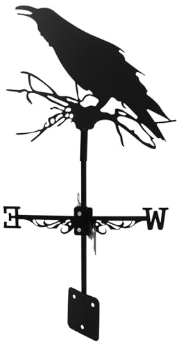 Ciieeo Banderuola da Tetto in Ferro a Forma di Corvo, Banderuola da Giardino Decorativa Resistente, Segnavento da Prato e Cortile, Montaggio a Terra su Tetto per Esterni