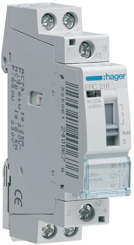 Hager ERC216 Installationsschütz 16A 2P 2-polig 2S 2 Schließer NO 230V Handschaltung Installationsrelais für Reiheneinbau (ERC 216)