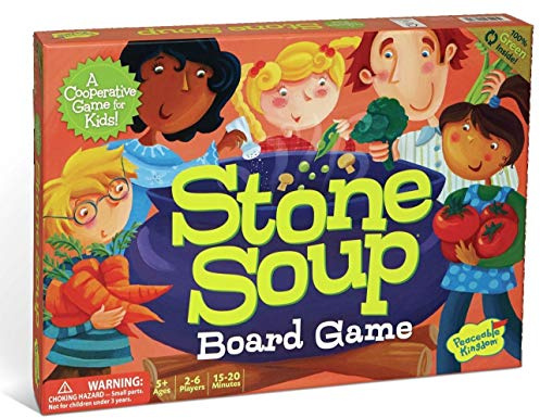 Peaceable Kingdom Stensoppa kooperativt brädspel - innehåller 1 spelbricka, 24 soppkort, 10 Fire Out-kort, 1 Magic Stone-kort, barn från 5 år och äldre
