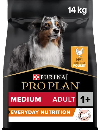 Pro Plan Medium Adult Sensitive Skin, Hundefutter trocken, reich an Huhn, 1er Pack (1 x 14 kg)