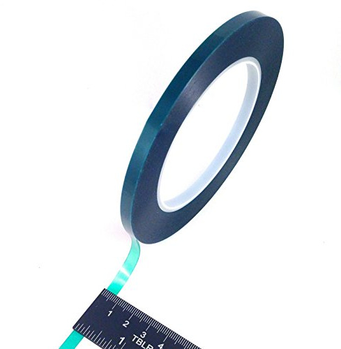 1/4 Wide High Temp Masking Tape for Powder Coating, Custom Painting, Hydrodip, Sublimation - Green Polyester Silicone Adhesive
