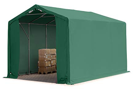 TOOLPORT Tente de Stockage 3x6m, Hangar Tente Industrielle, 3m Hauteur de côté, PVC 850 N imperméable en Vert foncé