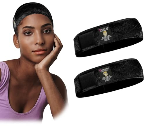 Dreamlover Samt Perücke Stirnband, dünnes Perückengriff, Schwarz, 2 Stücke | Sicherer Halt für Perücken, Hüte und Tücher den ganzen Tag, verstellbar, schützt Kopfhaut, ideal für dunkle Perücken