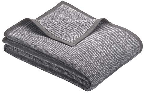 bugatti 3238 Kuscheldecke 150x200 cm, Wolldecke dunkelgrau, Tagesdecke aus pflegeleichter Baumwollmischung, kuschelig weich