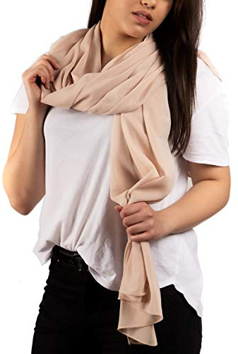 Schal Damen PRIMAVERA in Beige Damenschal Schals & Tücher Halstuch Pashmina aus Chiffon für Sommer Frühling Ganzjährig XXL Tuch Hochzeit Stola Chiffontücher (Beige)