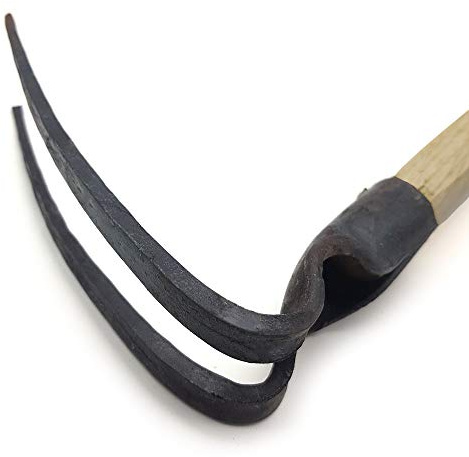 CLAIRLA Hand Mini Garden Hoes Dual Headed Weeding Tool - Carbon Steel Hoe/Tine Cultivator 3 Prongs Combo Garden Tools with Wood Handle (2 Prongs)