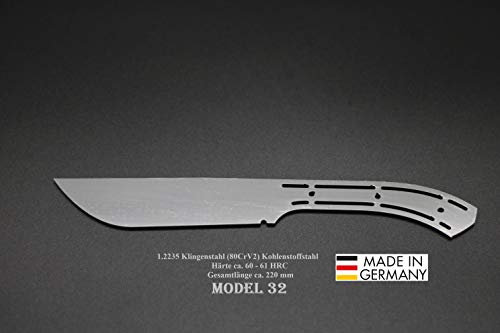 Rohling Messer Model 32 / 220mm Poliert Messerbau Messerstahl Messerklinge Klingenrohling Jagdmesser