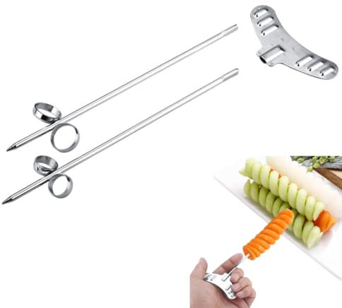 2 unids/set Cortadoras en espiral de verduras de acero inoxidable Cortadoras manuales Patata Zanahoria Pepino Rodillo de talla Herramienta de corte de cocina para el hogar