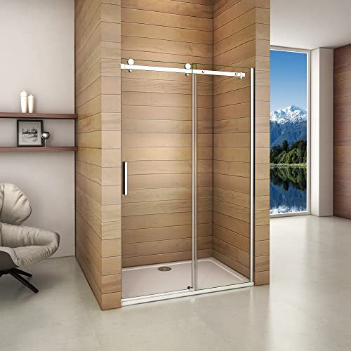 Porta Doccia Per Nicchia Anta Scorrevole Ingresso Laterale In Vetro 6mm Temperato Trasparente Telai In Alluminio Cromato Lucido 150x195cm