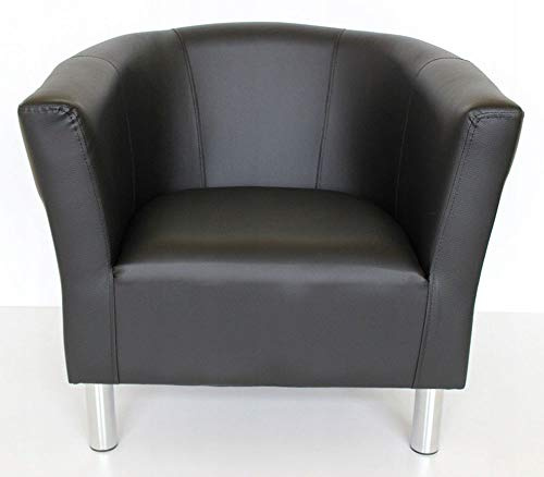 MartHome Club Trio Sessel, Polstersessel, Hocker, Cocktailstuhl, Kunstleder, Wohnzimmer, Büro, Schlafzimmer, Wartezimmer (Schwarz)