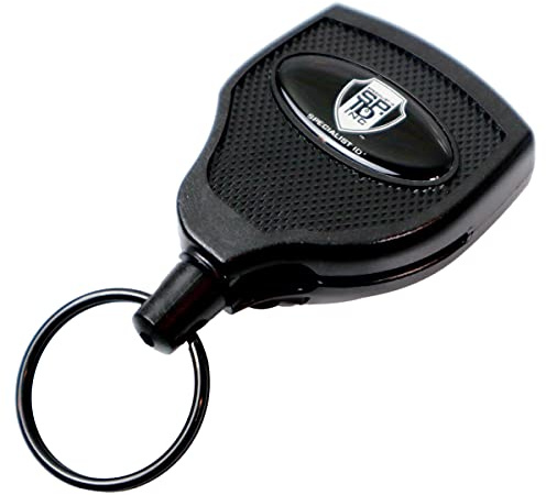Specialist ID SUPER Heavy Duty Key Bak Retractable Keychain 48-8oz / 10 Keys - Durable (4 Ft) Kevlar Lanyard - Rugged Polycarbonate Key Chain Ring Badge Holder with Steel Belt Clip