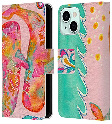 Head Case Designs Licenza Ufficiale Wyanne Balene Rosa Animali 2 Custodia Cover in Pelle a Portagoglio Compatibile con Apple iPhone 13 Mini