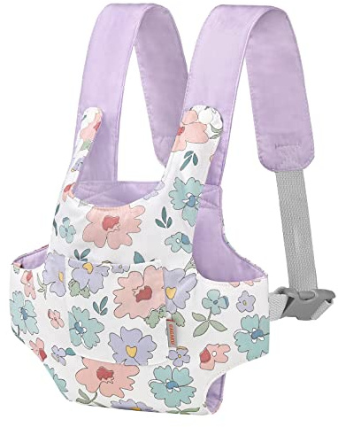 GAGAKU Portabebés para muñecas para niños, transportador de Animales de Peluche Reborn con Correas Ajustables para muñeca - Morado (Flores)