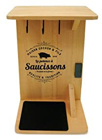 Fackelmann 37834 Potence à Saucisson, Support Bois pour Saucisson Sec, Support à Saucisson, Porte Saucisson, Bois, 30,5 x 20 x 10,5 cm