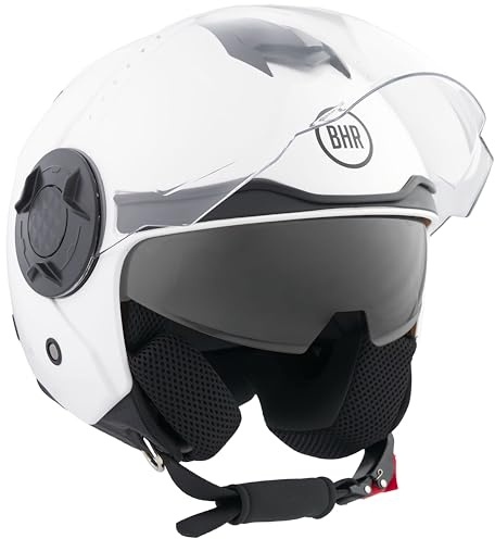 BHR Jethelm Motorrad, Rollerhelm 830 Flash, Doppelvisier | Zulassung ECE 22.06, Scooter Helm mit, Leichter & komfortabler Jet Helm mit innenliegender Sonnenblende, Ideal für die Stadt