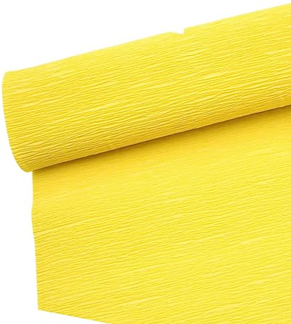 70 g premium crepe-pappersrulle för blomtillverkning vit grön rosa crepe pappersark, streamer, 50 cm bredd, 2,4 m längd (gul)