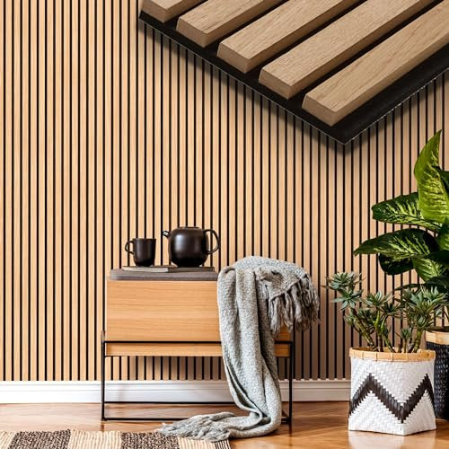 Pannello Acustico Feltro e fibra di legno Lamelli millerighe ROVERE CHIARO 120x34x1,5