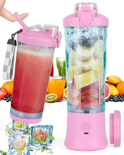 Dreamhigh® Mixer Smoothie Maker, 600ml Tragbarer Mixer für Smoothies und Shakes mit 6 Klingen, 4000mAh Mini Mixer Kann 25 Tassen Saft auspressen für Büro, Camping und Reisen (Lila)