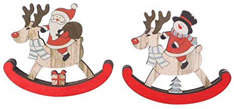 TOPBATHY 2stücke Dekoschaukelpferd für Weihnachten Weihnachtstischdeko aus Holz Weihnachtsaccessoire Weihnachtsschmuck Kreative Weihnachtsdeko für Wohnzimmer Schlafzimmer Büro