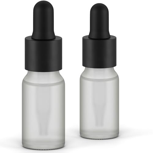 Essenciales 2er-Packung Tropfflaschen aus Glas mit 10 ml Inhalt – mattierte, leere Tropfflasche aus Glas für Aromatherapie-Düfte und ätherische Öle, 1