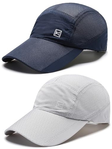 AYPOW Baselball Cap Herren Damen, 2 Pack Atmungsaktiv Mesh Sports Basecap, Sommer Lauf Cap Verstellbar Leichte Schnelltrocknend Sonnenschutz Kappe Unisex fur Running Golf Tennis Outdoor UV-Schutz Cap