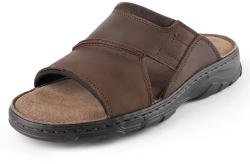 riemot Sandales Homme Cuir pour Hommes - Pantoufles Chaussures de Plage Tongs, Pêcheur à Large Ouverture Mules Sandales d'Été, Souples et Confortables pour l'Intérieur et l'Extérieur, EU 43