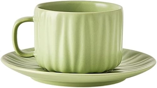 WERLIN Coffee Mug 220ml/7.4oz Mug Set Ceramic Simple Large Tea Cup with Saucer and Spoon Office Coffee Mugs Reusable Coffee Tea Cup