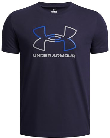 Under Armour Global Line Foundation Manches Courtes Garçons, T-Shirt garçon pour Le Sport, T-Shirt imprimé Ultra-Doux et Respirant, Midnight Navy/Steel, YLG, Midnight Navy/Steel, YXL