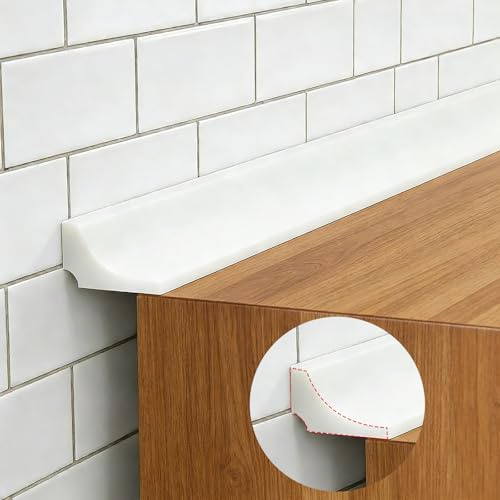 Barriera d'acqua per lavandino, barriera trasparente per la soglia della doccia, barriera impermeabile per bagno, striscia di silicone pieghevole, paraspruzzi (trasparente, 2 m)