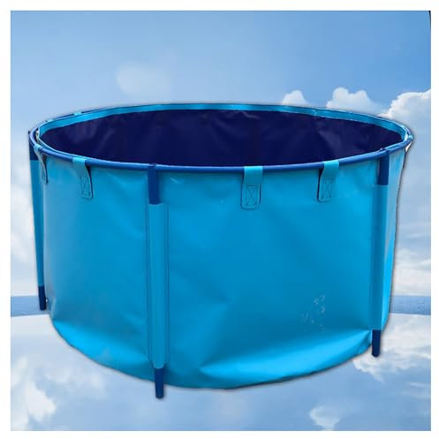 Segeltuch-Fischteich oberirdischer runder Pool mit Halterung, großer faltbarer Wasserspeicher für Koi-Auffangbehälter und landwirtschaftliche Bewässerung (Blau, 1,3 x 0,8 m/1000 l)