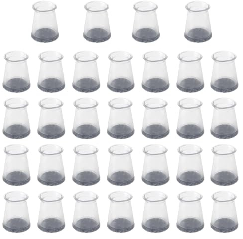 HO2NLE 32Pcs Chair Leg Floor Protectors Small Transparent Silicone Chair Leg Caps with Felt Pads,Floor Protectors for Furniture Legs Hardwood Tile Floors(18-23mm)