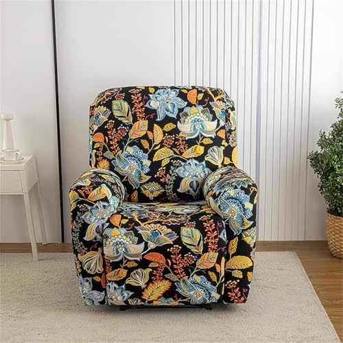 PEIHUODAN Sesselbezug Stretch Hoch Elastisch für Relaxsessel & Fernsehseller - Landhausdesign Blumenmuster mit seitlicher Tasche | Polyester Sesselüberzug Universell (Pattern 5,1 Places)