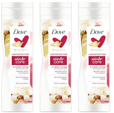Dove Body Love Winter Care Body Lotion 3-in-1 for Dry Skin, 48h Moisture, Limited Edition, Fast Absorbing, 3 x 250ml