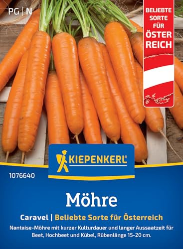 Kiepenkerl Möhrensamen Caravel F1 1076640, Gemüsesaat | Zylindrische Karotten Samen für Beet, Länge 15-20 cm