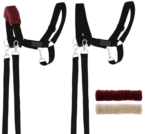 SKIPPI Halfter für Hobby Horse - Schwarz, Hobby Horse Zubehör, Zügeln und 2 Polster im Set, Universalgröße Halfterset