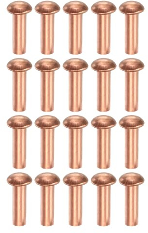 sourcing map 100 rivetti solidi in rame, 0,4 x 1,2 cm, a testa semicircolare, in metallo, per applicazioni elettriche, forniture artigianali in pelle fai da te (M4 x 12)