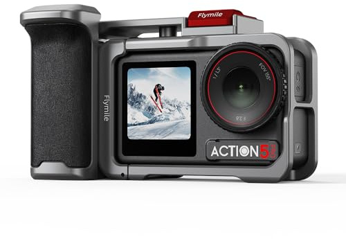 BRDRC Grip Kit for DJI Action 5 Pro 4 3 (with Cage), Handle Holder Bundle Expansion Mount with Shutter Button, Quick Release, Cold Shoe for DJI Osmo Action 5 Pro 4 3 Accessories