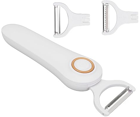 Depisuta Pelapatato Elettrico, Pelapatato Elettrico Ricaricabile USB per Frutta e Verdura con 3 Teste di Taglio Gadget da per Patate, Carote, Cetrioli