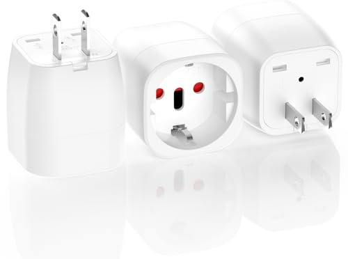 3er-Set Reiseadapter EU auf Schweiz, Adapter Schweiz Deutschland, Reisestecker Type-C/E/F auf Typ J, 240V/10A Reise Steckeradapter für Schweiz - Weiß