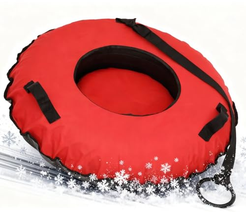 Snow Tube for Kids & Adults, 36'' Inflatable Heavy Duty Snow Sled with Premium Canvas Cover & Thickened Bottom - Winter Outdoor Sledding Toy for Family Activities and Gifts