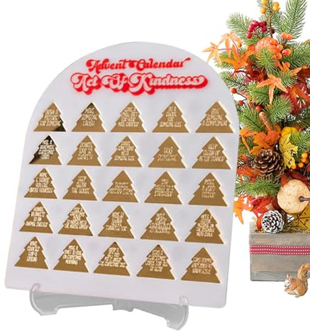 Frfik Cuenta regresiva de Navidad, centro de mesa de adviento de 25 días, decoración de escritorio de Navidad de acrílico | para el hogar de adultos, vacaciones, sala de estar, dormitorio, estante