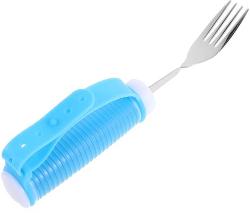 BAZEITFLOW Fourchette Adaptative Anti-vibrations pour Personnes Âgées en Acier Inoxydable avec Manche Ergonomique en Pp et Tpe, Ustensile de Réadaptation pour Aide à Manger Autonome, 1 Pièce