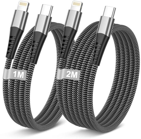 Câble iPhone USB C 2M+1M [Certifié Apple MFi], Câble USB C vers Lightning Cable iPhone Charge Rapide Nylon Cable Chargeur iPhone Cable Lightning USB C pour iPhone 14 Pro Max/14 Plus/13/12/11/XR/X/8/SE