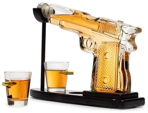 Unique Whisky Decanter Set with Bullet-Shaped Glasses, for Men, Ideal for Home Bar Display and Party Conversations