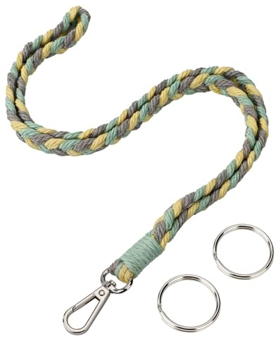 Segus Lanyard, 1 Stück Schlüsselband mit Karabiner, Schlüsselband Geflochten, Umhängeband Schlüssel, Lanyard für Ausweishalter, Studenten, Doktor, Mitabeiter (Grün-Grau)