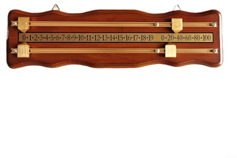 Glewi Billard für Punktehalter, Poolspielzähler, Snooker-Anzeigetafel, manuelles Hochschieben, Holz-Billard, Doppelspur-Recorder (braun)