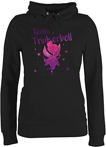 Pullover Damen Hoodie Frauen - JGA Junggesellenabschied - Team - Trinkerbell - S - Schwarz - bachelorette party trink kapuzenpullover jungesselnabschied malle pulli junggesellinnenabschied fairy
