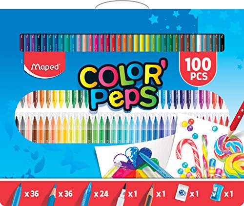 Estuche pintura maped color peps kit 100 piezas surtidas