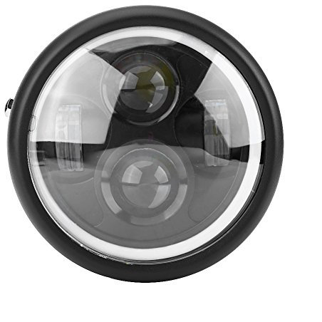 Faro redondo LED de motocicleta de 6.5 pulgadas, proyector de bombilla de lámpara de faro de motocicleta de 12V para Cafe Racer Bobber