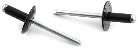 HJ Garden Blindniete mit großem Flansch, Aluminium, selbststeckend, offenes Ende, zum Dekorieren von Nägeln, Popnieten, PRIVET-4.8X12-60B, schwarz, 3/16x1/2 Inch (4.8x12mm)